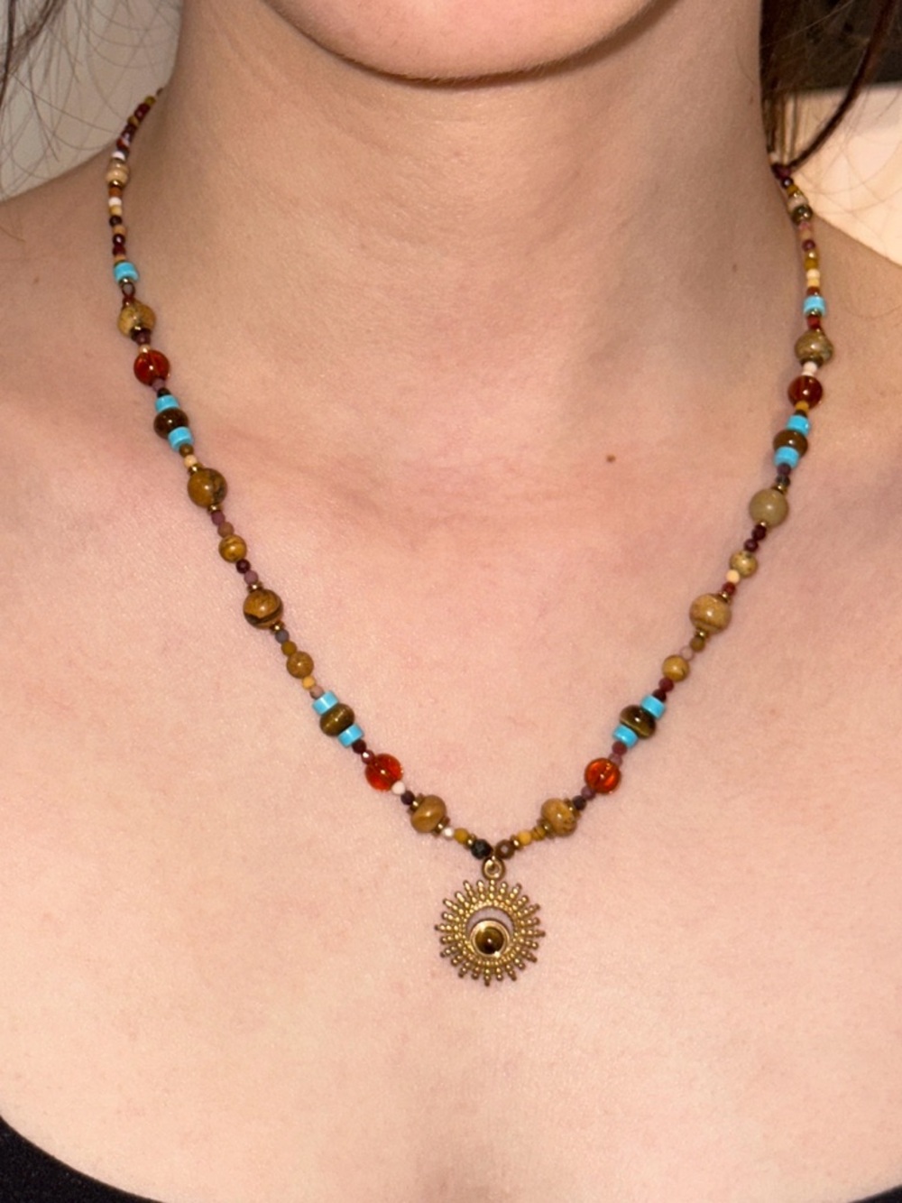 Handmade Beaded Sunburst Necklace